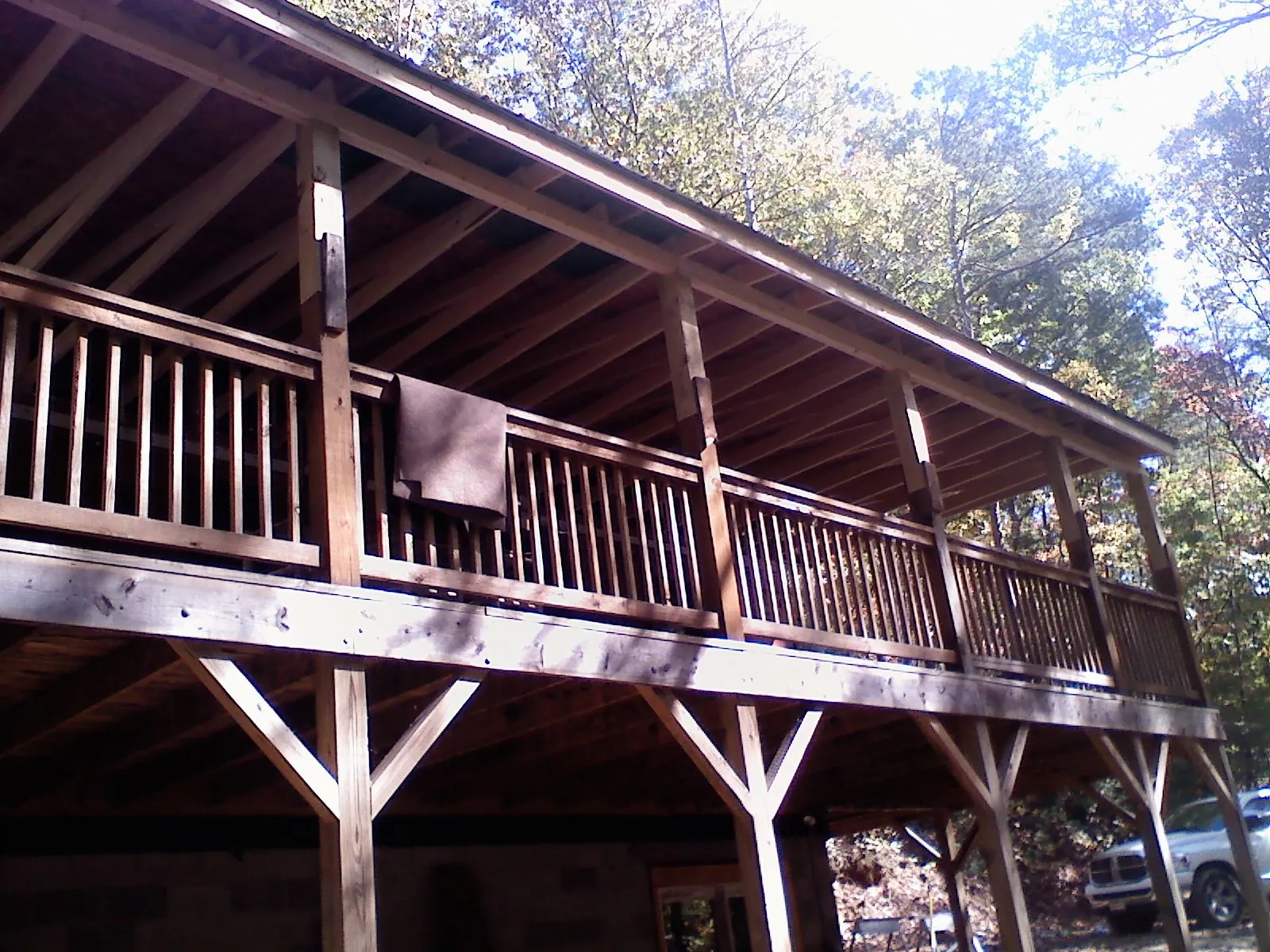 Timber framing under a new elevated porch and deck — Roof Leak Repair in Springboro by Roofing Brothers